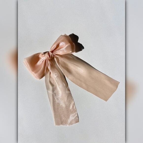 A252-B • Solar Eclipse Beige Organza Hair Bow Barrette